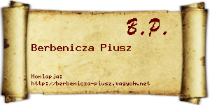 Berbenicza Piusz névjegykártya
